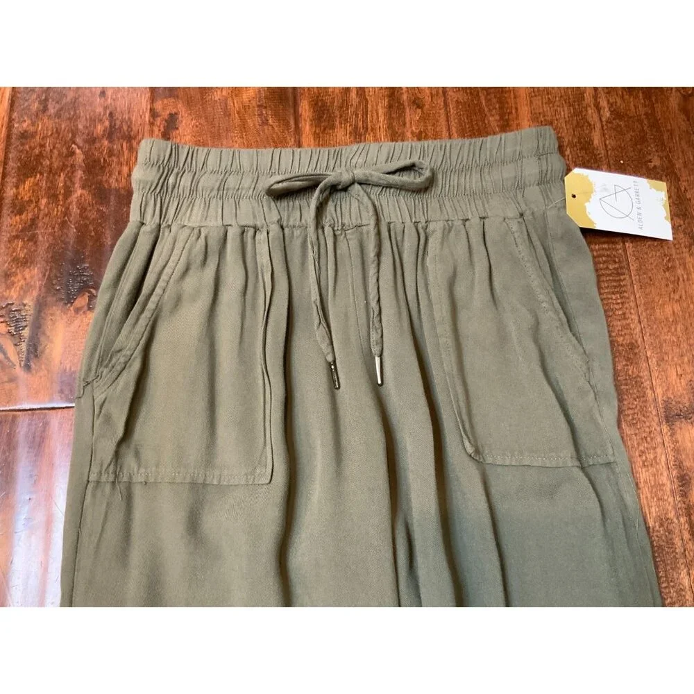 REWASH Army Green Cuffed Elastic Waist Jogger Pants, Size M